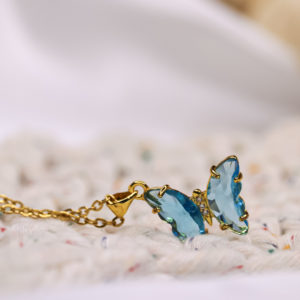 Crystal Butterfly Azul - Collar